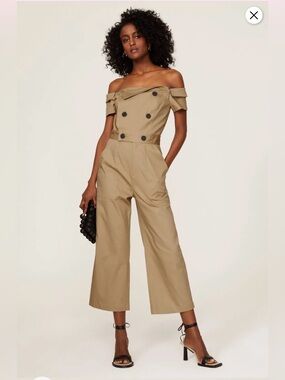 Marissa Webb Off-Shoulder Khaki Jumpsuit
